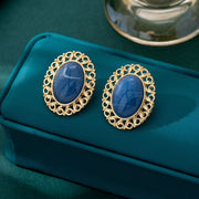 Blue Oval Silver Needle