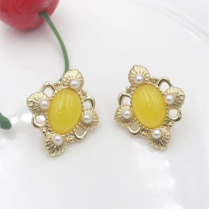 Sweet Flowers Tassel Earrings For Unisex In Natural Pink Alloy, Featuring Stud Design