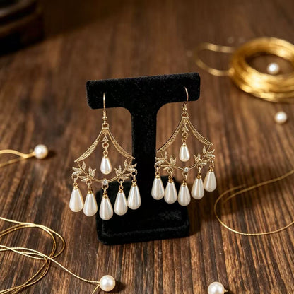 Water Droplets Drop Earrings For Unisex Featuring Electroplated Alloy With Copper Studs In