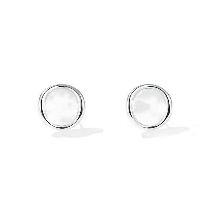 Geometric Stud Earrings For Women Featuring Cat's Eye Stone In Alloy With 925 Sterling Silver Posts,