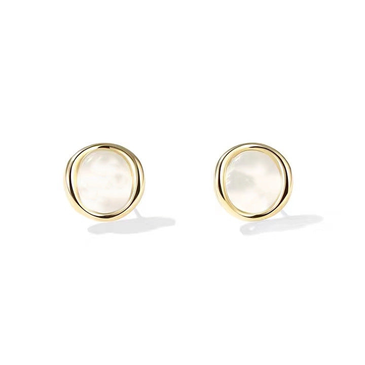 Geometric Stud Earrings For Women Featuring Cat's Eye Stone In Alloy With 925 Sterling Silver Posts,