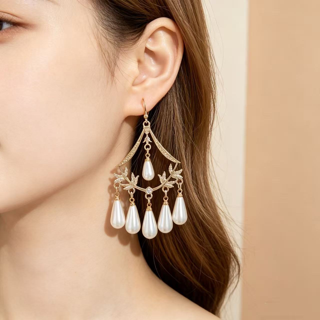 Water Droplets Drop Earrings For Unisex Featuring Electroplated Alloy With Copper Studs In