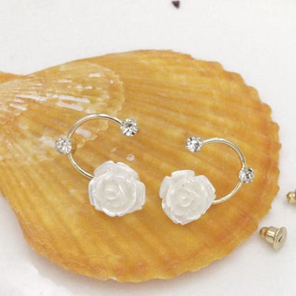 Sweet Flowers Tassel Earrings For Unisex In Natural Pink Alloy, Featuring Stud Design