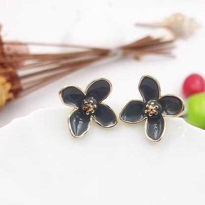 Sweet Flowers Tassel Earrings For Unisex In Natural Pink Alloy, Featuring Stud Design