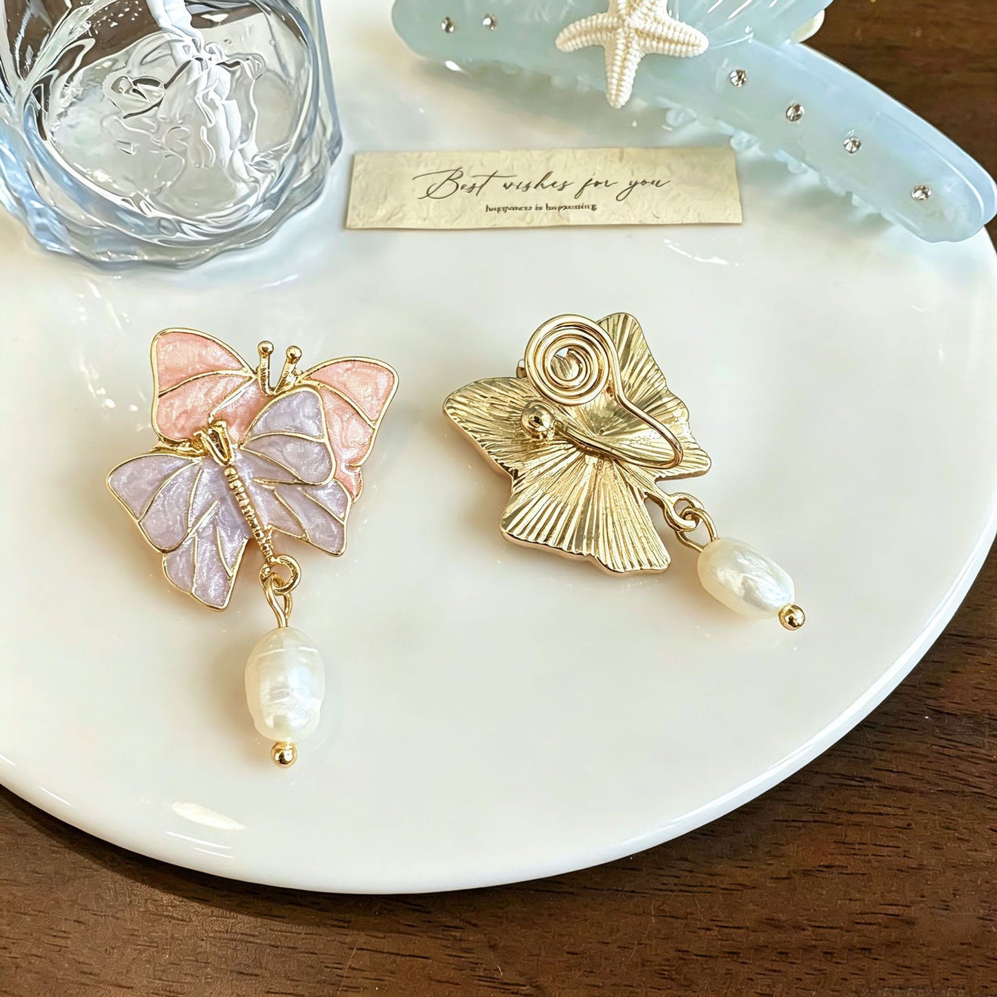 Butterfly Stud Earrings For Unisex Featuring Enamel Craft In Silver Alloy With 925 Sterling Silver Ear Pins