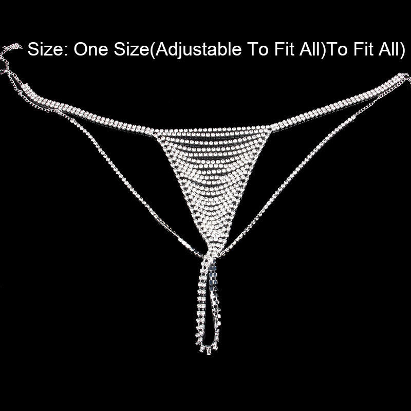 Electroplated Gold Body Chain For Women With White Crystal Rhinestones, Elegant Waist Accessory