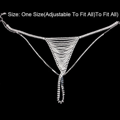 Electroplated Gold Body Chain For Women With White Crystal Rhinestones, Elegant Waist Accessory