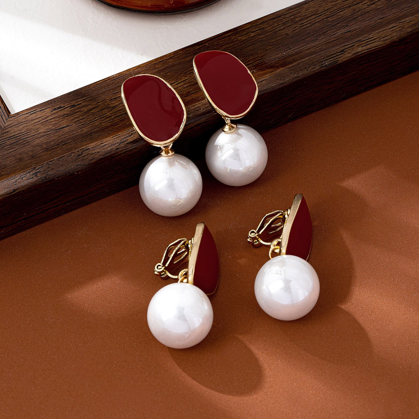 Unisex Bow Tie Stud Earrings For Freshwater Pearl Inlay Featuring Enamel Craft With 925 Sterling Silver Zinc Alloy Posts