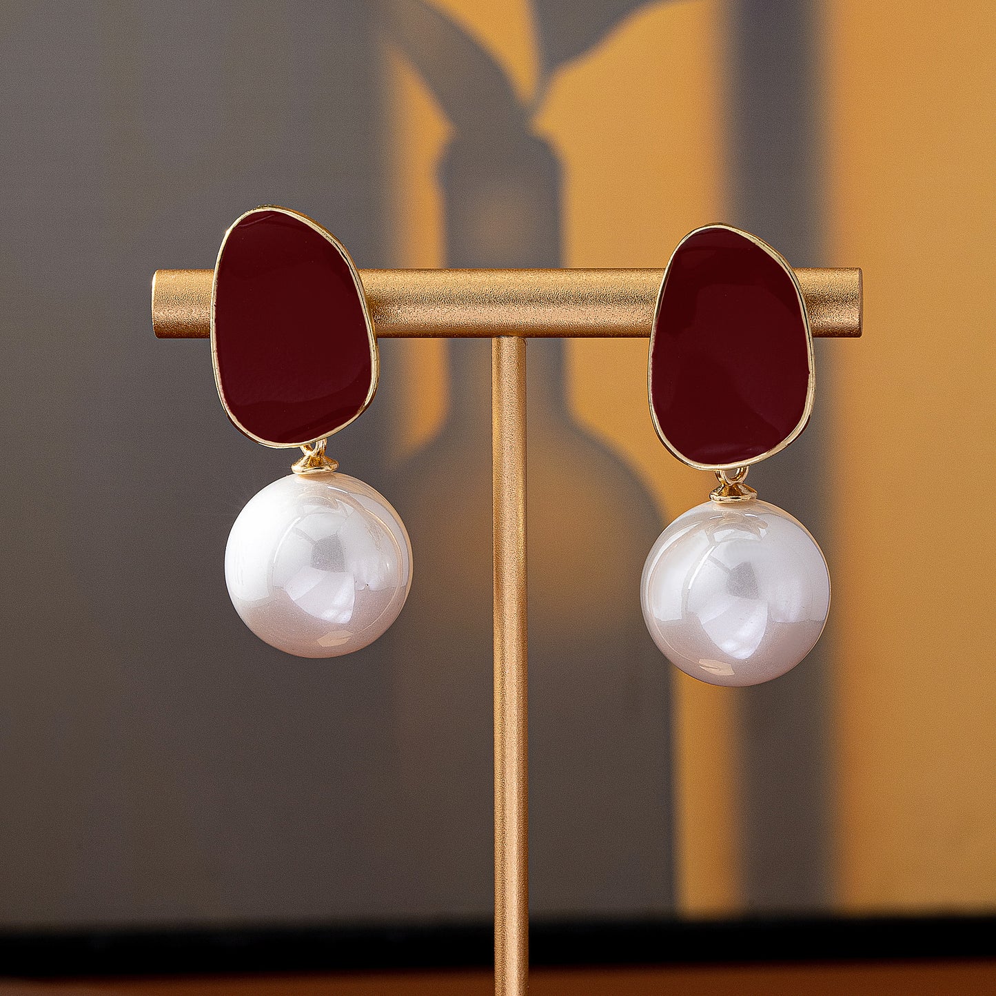 Unisex Bow Tie Stud Earrings For Freshwater Pearl Inlay Featuring Enamel Craft With 925 Sterling Silver Zinc Alloy Posts