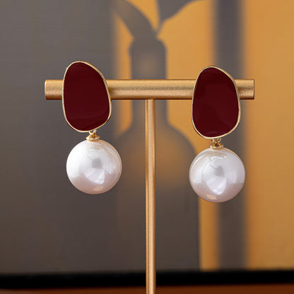 Unisex Bow Tie Stud Earrings For Freshwater Pearl Inlay Featuring Enamel Craft With 925 Sterling Silver Zinc Alloy Posts