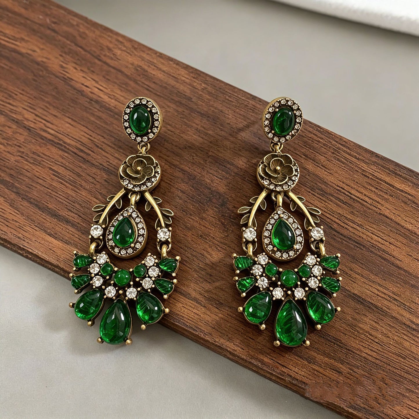 For Women May Birthstone Emerald Earrings With Electroplated Zinc Alloy And 925 Sterling Silver Stud Posts