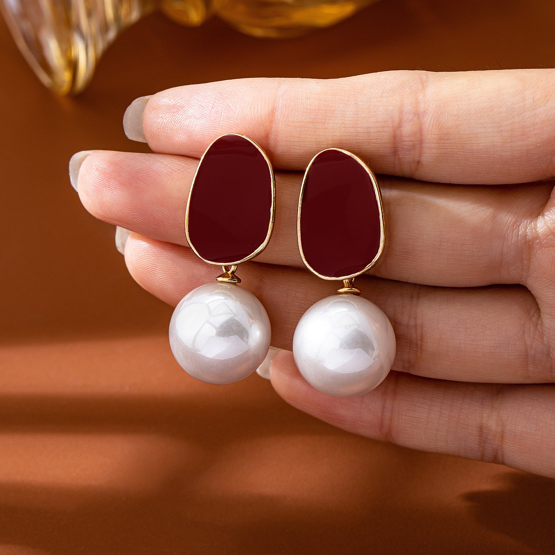 Unisex Bow Tie Stud Earrings For Freshwater Pearl Inlay Featuring Enamel Craft With 925 Sterling Silver Zinc Alloy Posts