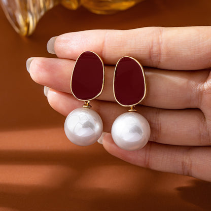 Unisex Bow Tie Stud Earrings For Freshwater Pearl Inlay Featuring Enamel Craft With 925 Sterling Silver Zinc Alloy Posts