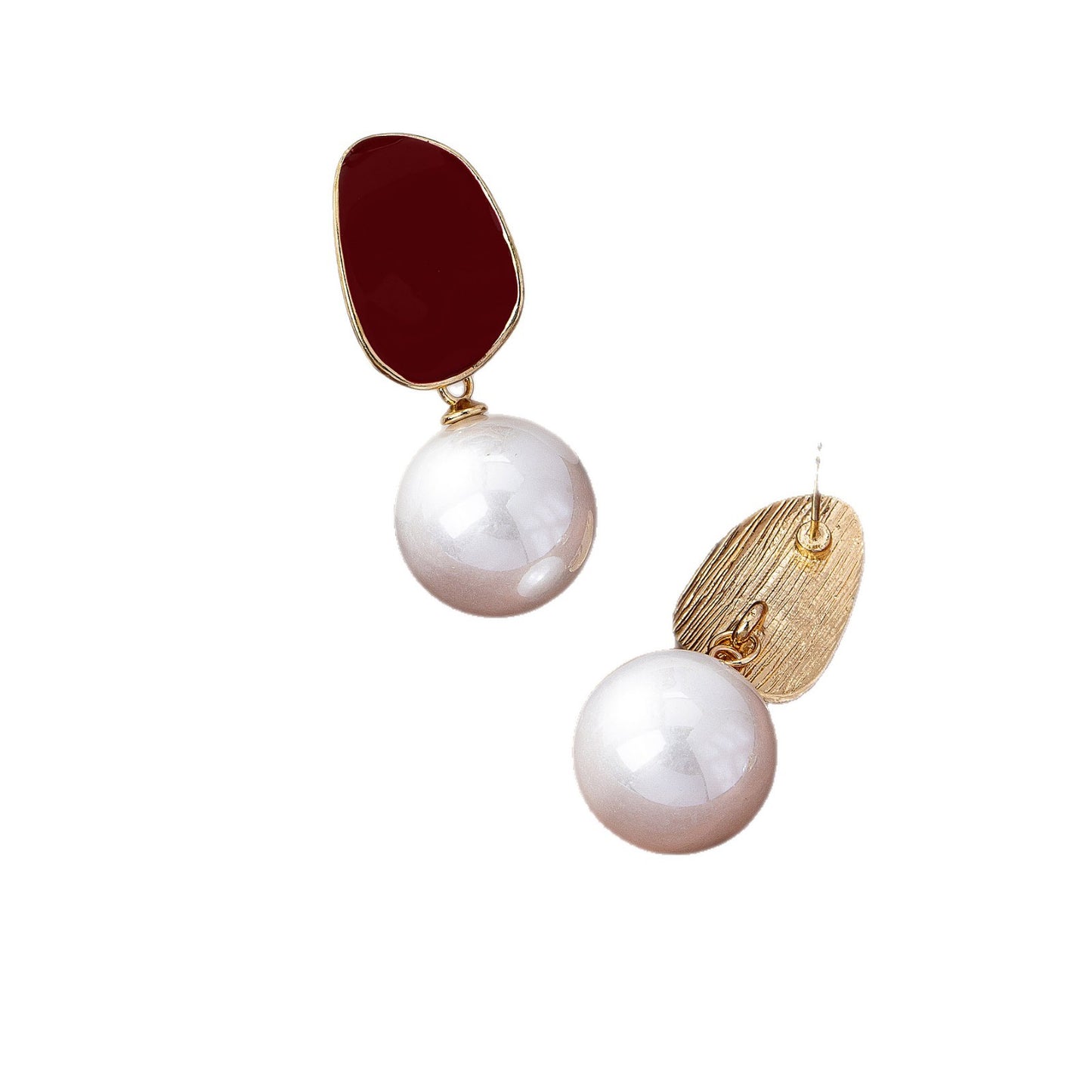 Unisex Bow Tie Stud Earrings For Freshwater Pearl Inlay Featuring Enamel Craft With 925 Sterling Silver Zinc Alloy Posts