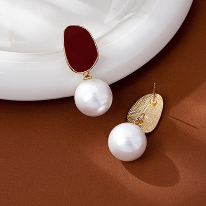 Unisex Bow Tie Stud Earrings For Freshwater Pearl Inlay Featuring Enamel Craft With 925 Sterling Silver Zinc Alloy Posts