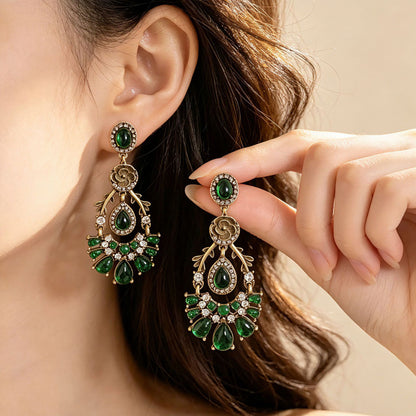 For Women May Birthstone Emerald Earrings With Electroplated Zinc Alloy And 925 Sterling Silver Stud Posts