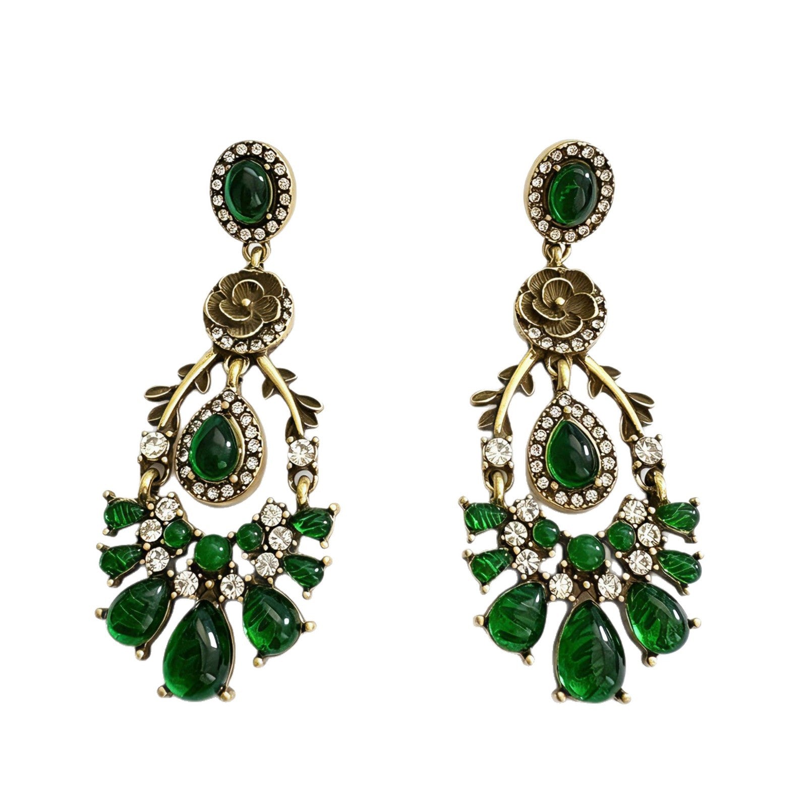 For Women May Birthstone Emerald Earrings With Electroplated Zinc Alloy And 925 Sterling Silver Stud Posts