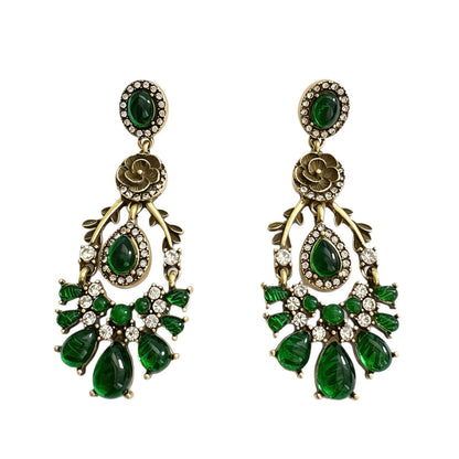 For Women May Birthstone Emerald Earrings With Electroplated Zinc Alloy And 925 Sterling Silver Stud Posts