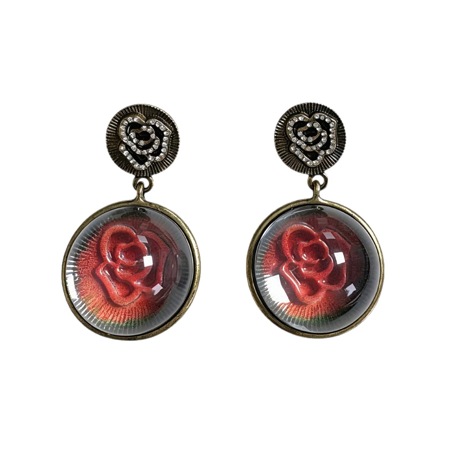 Three-dimensional Rose Drop Earrings For Unisex Featuring Zinc Alloy With 925 Sterling Silver Studs In Silver