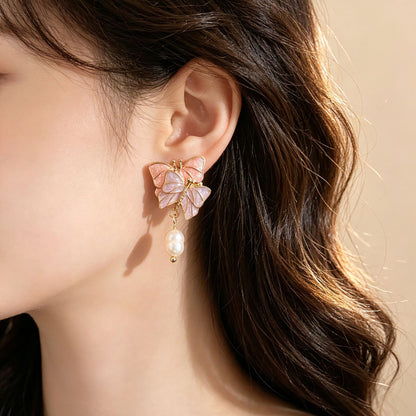 Butterfly Stud Earrings For Unisex Featuring Enamel Craft In Silver Alloy With 925 Sterling Silver Ear Pins