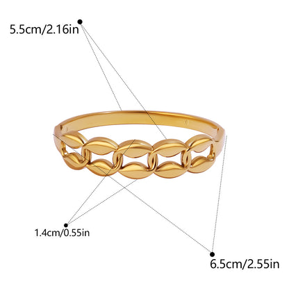 Simple Style Circle Bangle In Gold Electroplated Titanium Steel