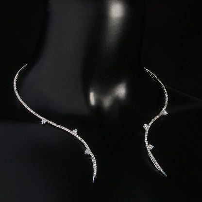 Gold Electroplated Rhinestones Choker Necklace For Women Featuring Elegant Printing Design