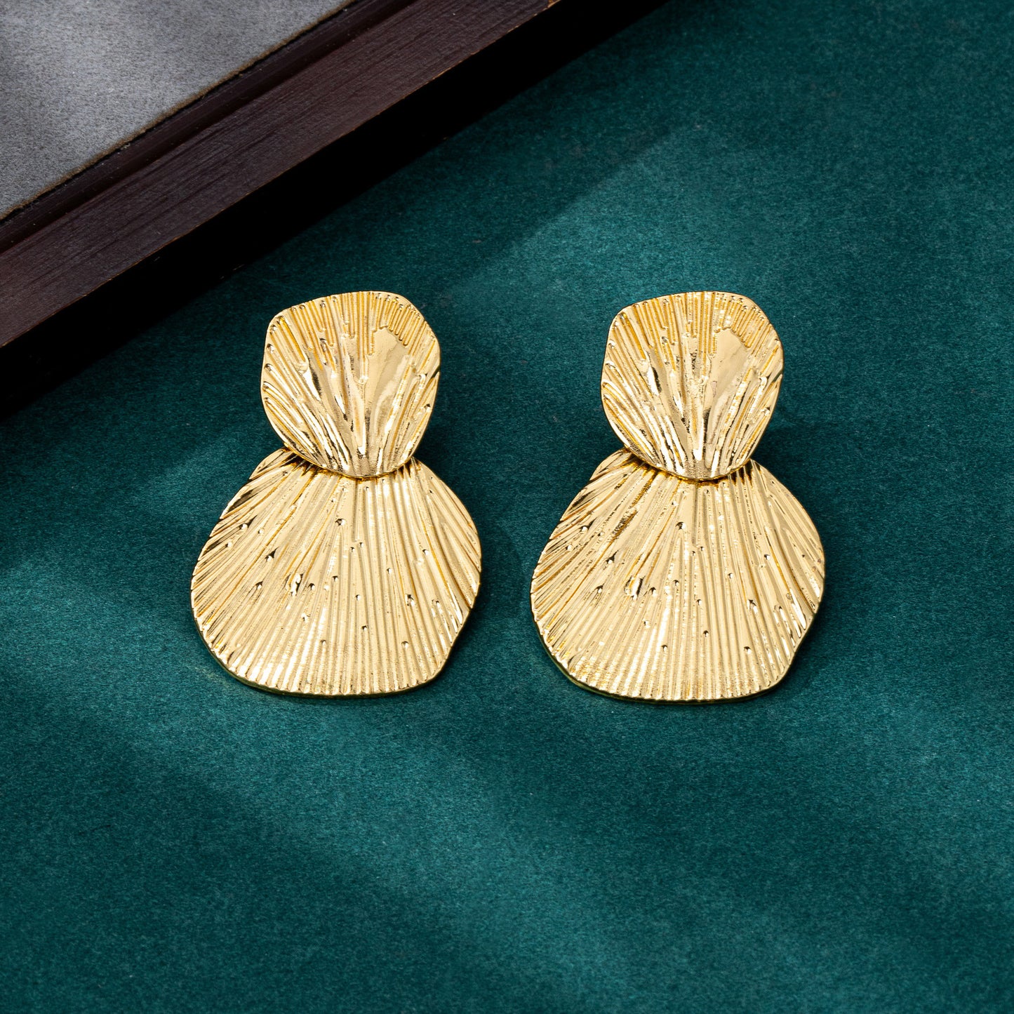 Geometric Enamel Earrings For Women Featuring Gold Zinc Alloy With 925 Sterling Silver Stud Posts