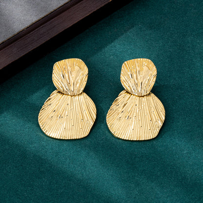 Geometric Enamel Earrings For Women Featuring Gold Zinc Alloy With 925 Sterling Silver Stud Posts
