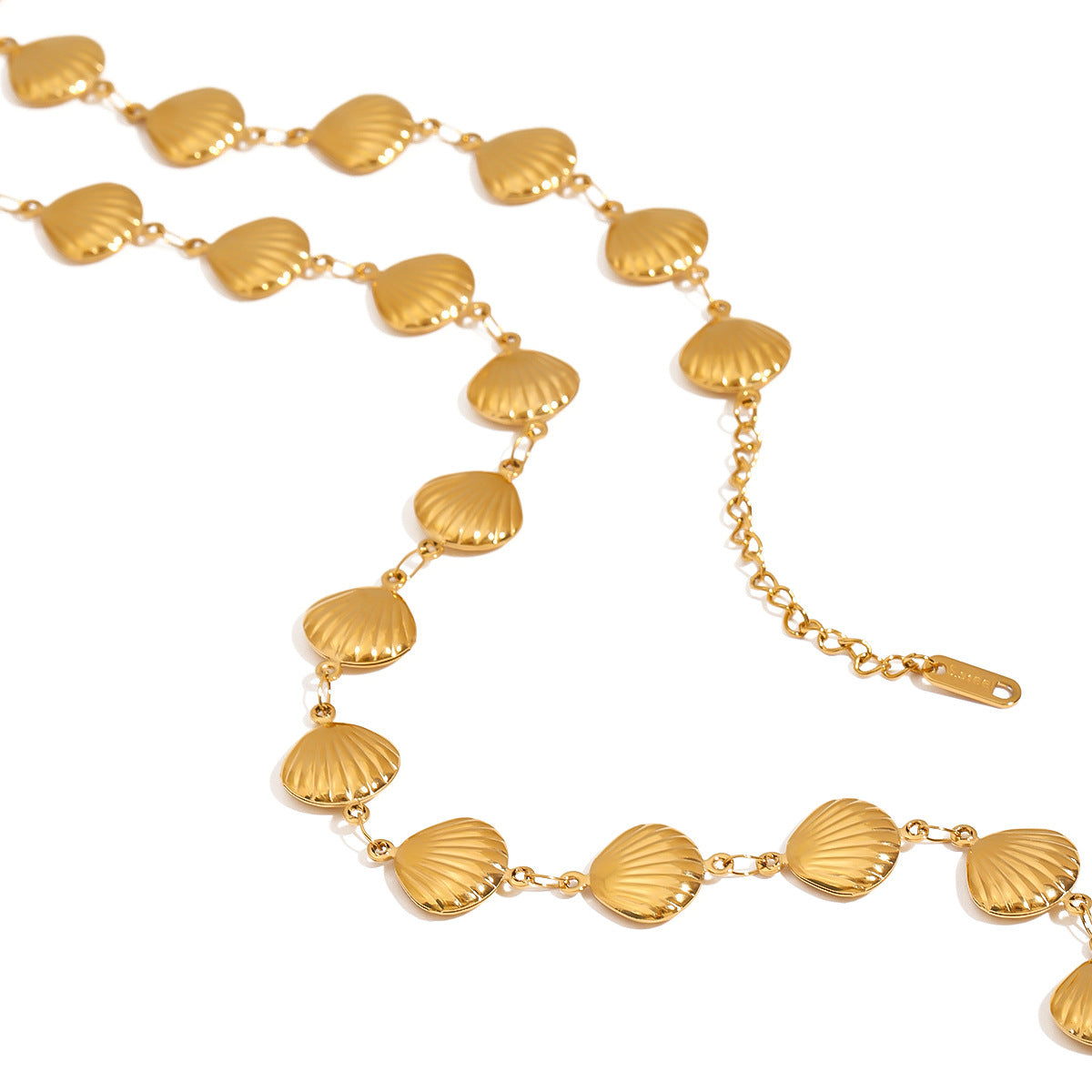 Three-dimensional Shell Necklace For Women In Multicolor, Electroplated Titanium Steel Jewelry Set