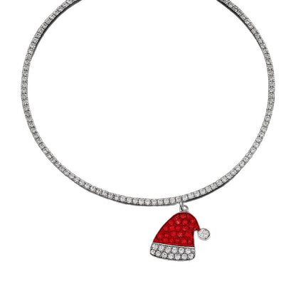 Santa Claus Choker Necklace For Women In Alloy With Rhinestones, Perfect Christmas Jewelry Accessory