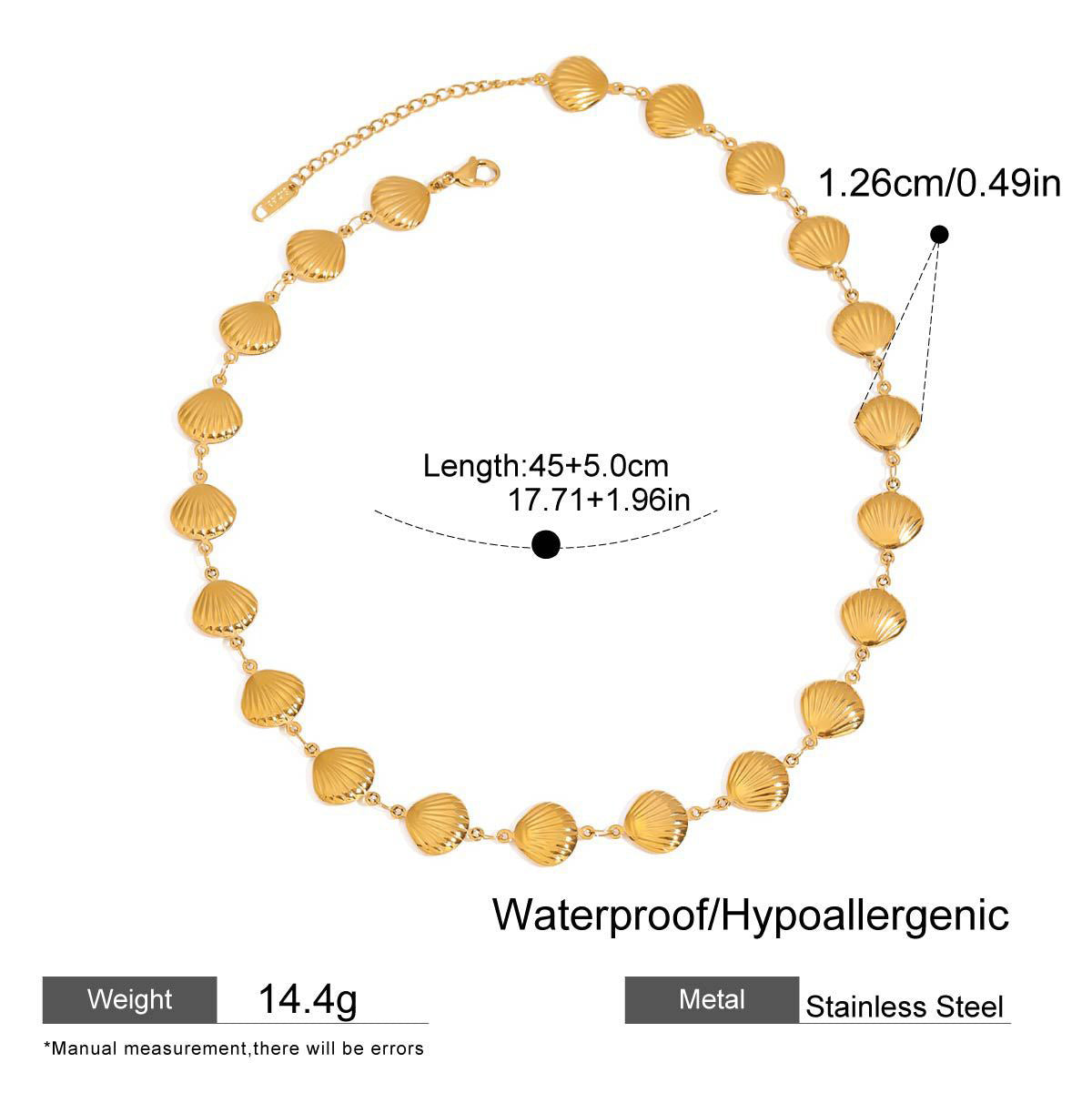 Three-dimensional Shell Necklace For Women In Multicolor, Electroplated Titanium Steel Jewelry Set