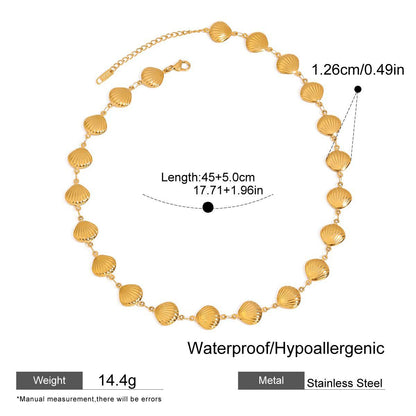 Three-dimensional Shell Necklace For Women In Multicolor, Electroplated Titanium Steel Jewelry Set
