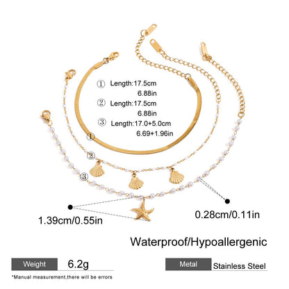 Three-dimensional Shell Necklace For Women In Multicolor, Electroplated Titanium Steel Jewelry Set