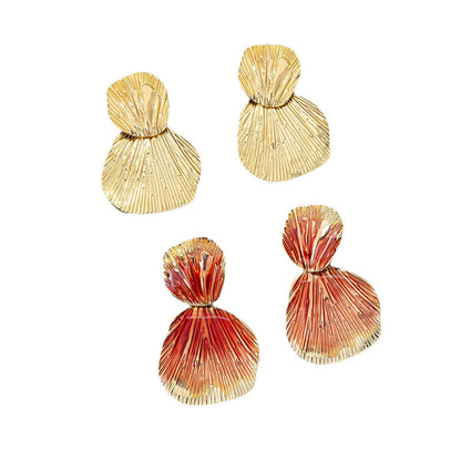 Geometric Enamel Earrings For Women Featuring Gold Zinc Alloy With 925 Sterling Silver Stud Posts