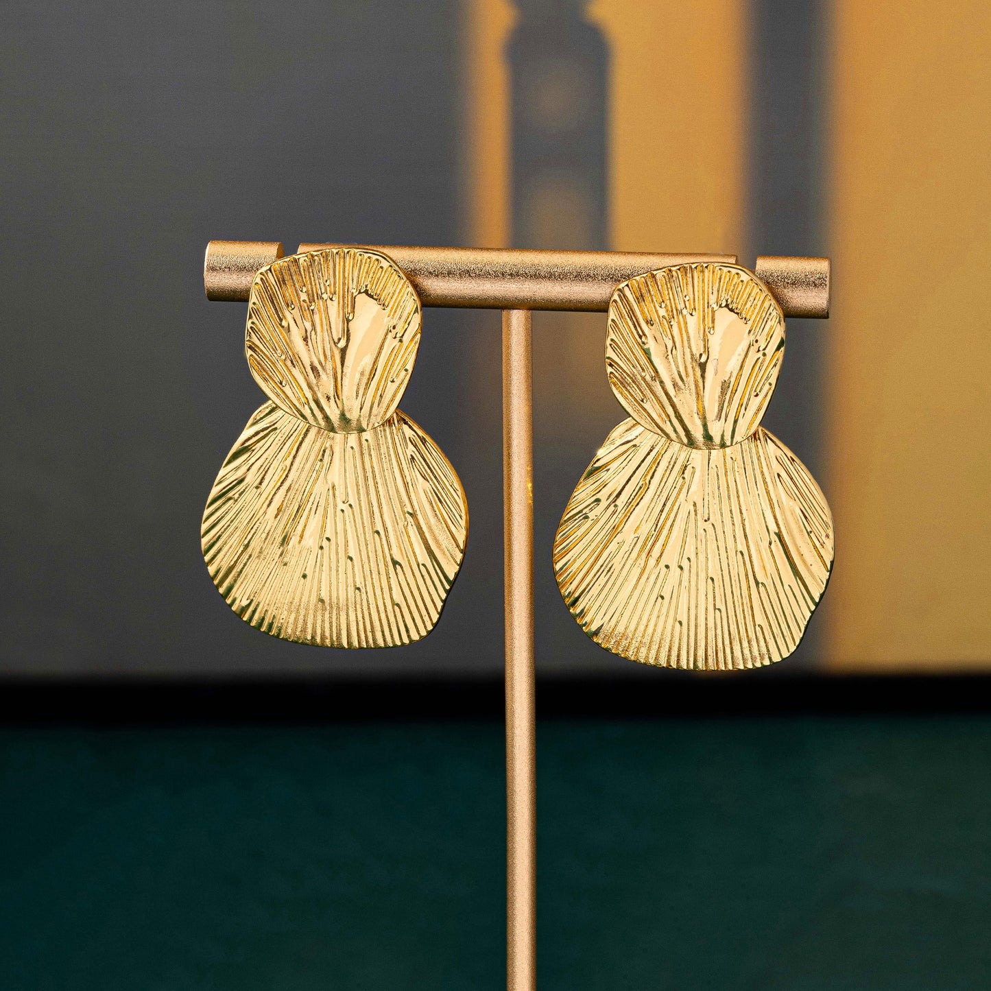 Geometric Enamel Earrings For Women Featuring Gold Zinc Alloy With 925 Sterling Silver Stud Posts