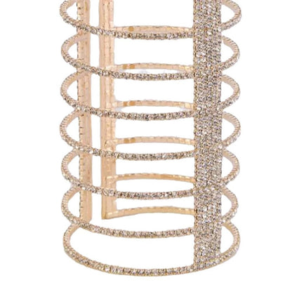 Exaggerated Geometric Silver Alloy Bangle For Women With Rhinestone Inlay