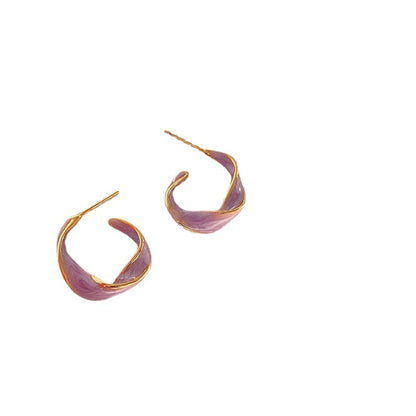 For Unisex Purple Alloy Earrings Featuring Electroplated Craftsmanship With Retro Style Stud Earrings