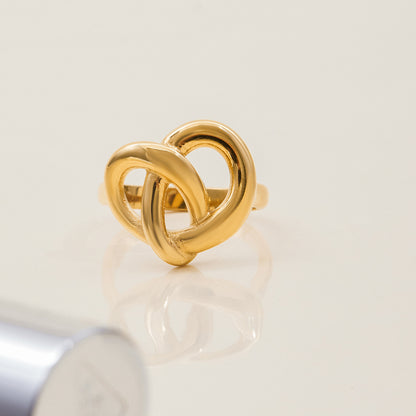 Heart Shape Open Ring For Women, Waterproof Non Tarnish Titanium Steel With Electroplated Gold Plating