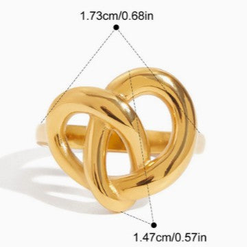 Heart Shape Open Ring For Women, Waterproof Non Tarnish Titanium Steel With Electroplated Gold Plating