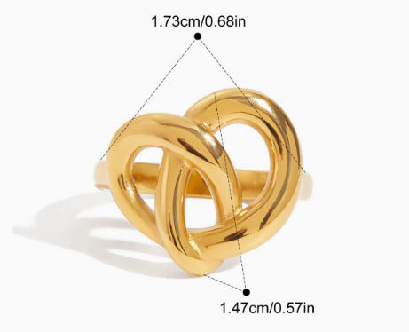 Heart Shape Open Ring For Women, Waterproof Non Tarnish Titanium Steel With Electroplated Gold Plating
