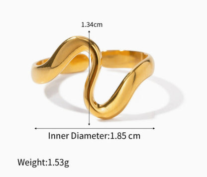 Heart Shape Open Ring For Women, Waterproof Non Tarnish Titanium Steel With Electroplated Gold Plating