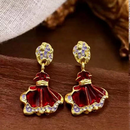 Ethnic For Unisex Stud Earrings In Red, Electroplated With 925 Sterling Silver Posts, Zinc Alloy Material