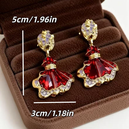 Ethnic For Unisex Stud Earrings In Red, Electroplated With 925 Sterling Silver Posts, Zinc Alloy Material