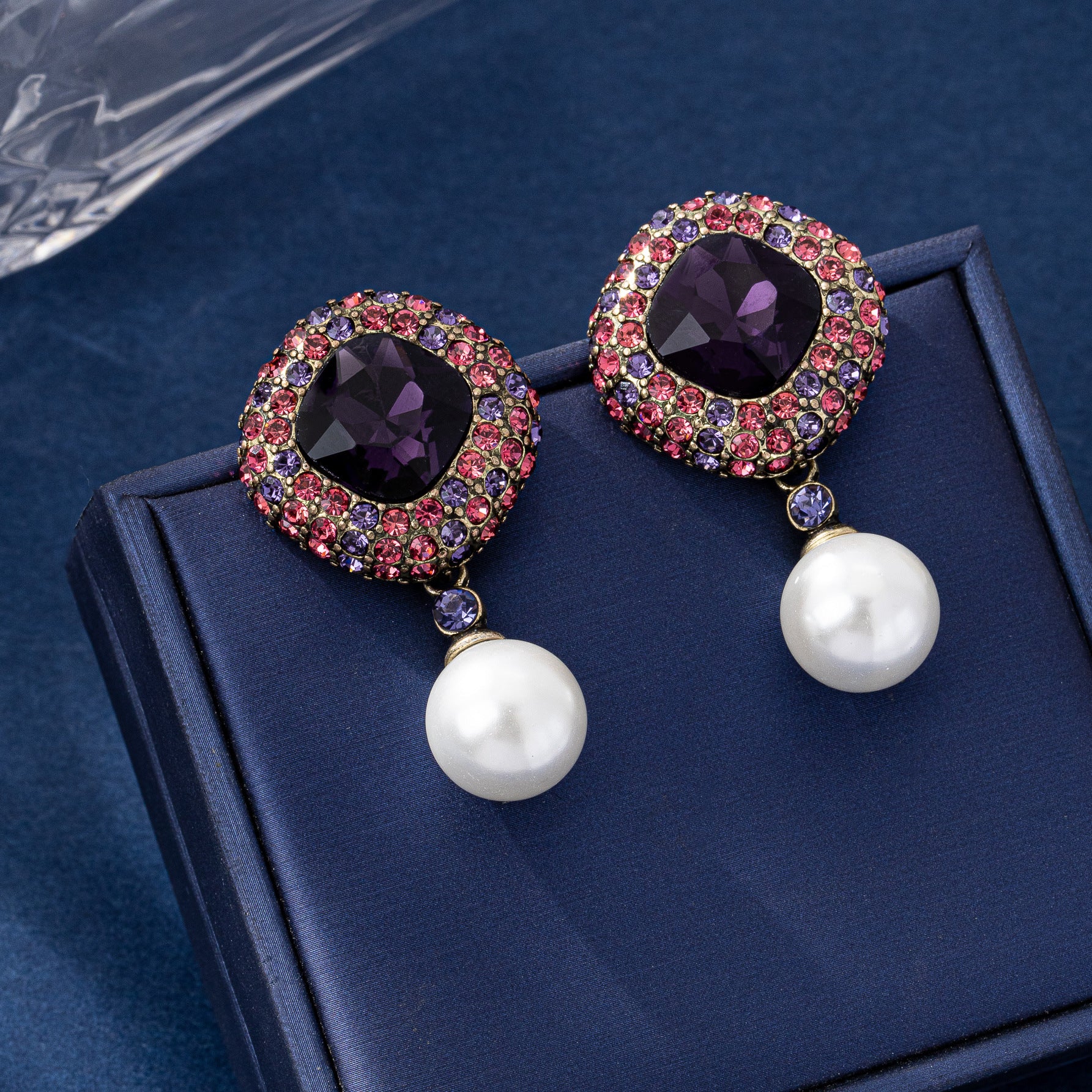 Water Droplets Earrings For Unisex In Lavender, Electroplated Zinc Alloy With 925 Sterling Silver Stud Posts