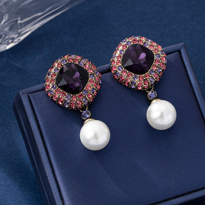 Water Droplets Earrings For Unisex In Lavender, Electroplated Zinc Alloy With 925 Sterling Silver Stud Posts