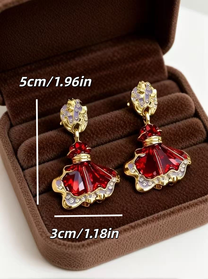Ethnic For Unisex Stud Earrings In Red, Electroplated With 925 Sterling Silver Posts, Zinc Alloy Material