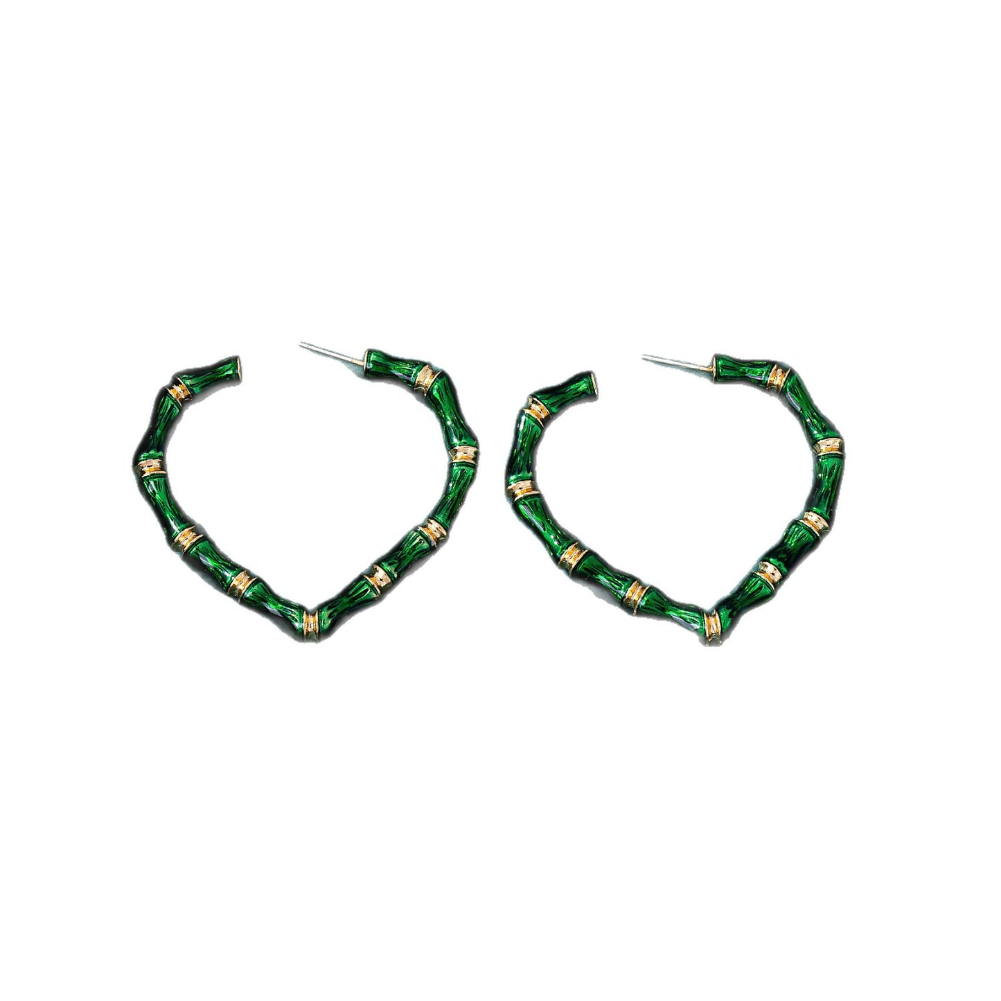 Retro Heart Shape Stud Earrings In Alloy With Silver Plated Electroplated Finish, 925 Sterling Silver Posts, And Enamel Craftsmanship