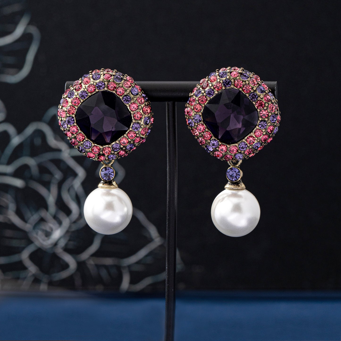 Water Droplets Earrings For Unisex In Lavender, Electroplated Zinc Alloy With 925 Sterling Silver Stud Posts