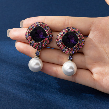 Water Droplets Earrings For Unisex In Lavender, Electroplated Zinc Alloy With 925 Sterling Silver Stud Posts