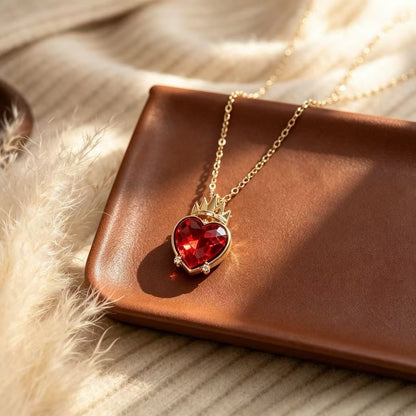Heart Shape Necklace With Electroplated Alloy Chain Featuring Gem Inlay In Vintage Style For Unisex